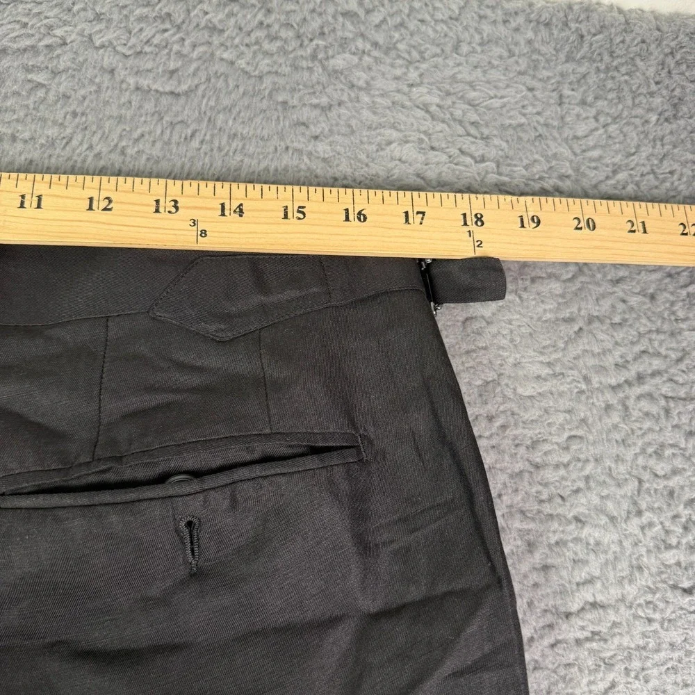 Suitsupply Linen Silk Duca SA Pants Mens 34x28 Black Pleated Side Adjusters